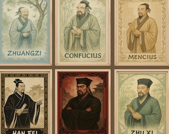 孔子の肖像画アートプリント、古代中国の哲学者、伝統的な学者の壁装飾