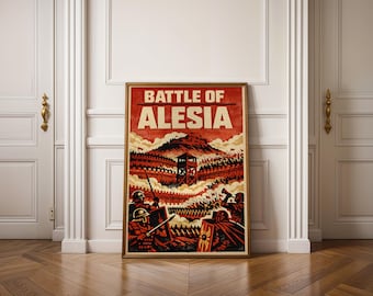 Arte de la Antigua Roma / Batalla de Alesia: Lámina gráfica impactante / Arte mural de estrategia bélica / Impresión física o descarga digital