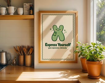 Póster de biología molecular / Lámina de genes "Exprésate" / Lámina de arte genético / Impresión física o descarga digital