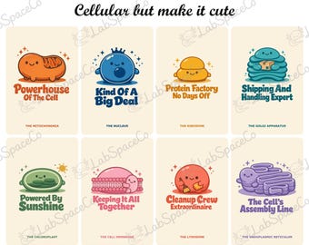 Arte de biología celular / Set de láminas de arte de orgánulos estilo Kawaii
