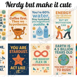 Póster científico divertido / Arte mural STEM para nerds / Juego de láminas para decoración de aula