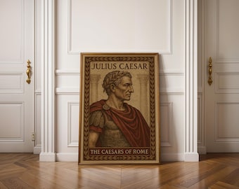 Póster del emperador romano Julio César / Arte mural de la antigua Roma / Impresión física o descarga digital