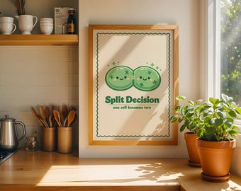 Póster de división celular / Lámina de decisión dividida / Arte mural de mitosis / Impresión física o descarga digital