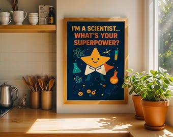 Póster para profesor de ciencias / Soy científico, ¿cuál es tu superpoder? / Impresión física o descarga digital