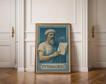 Póster de filosofía / Pitágoras / Figura histórica / Impresión física o descarga digital