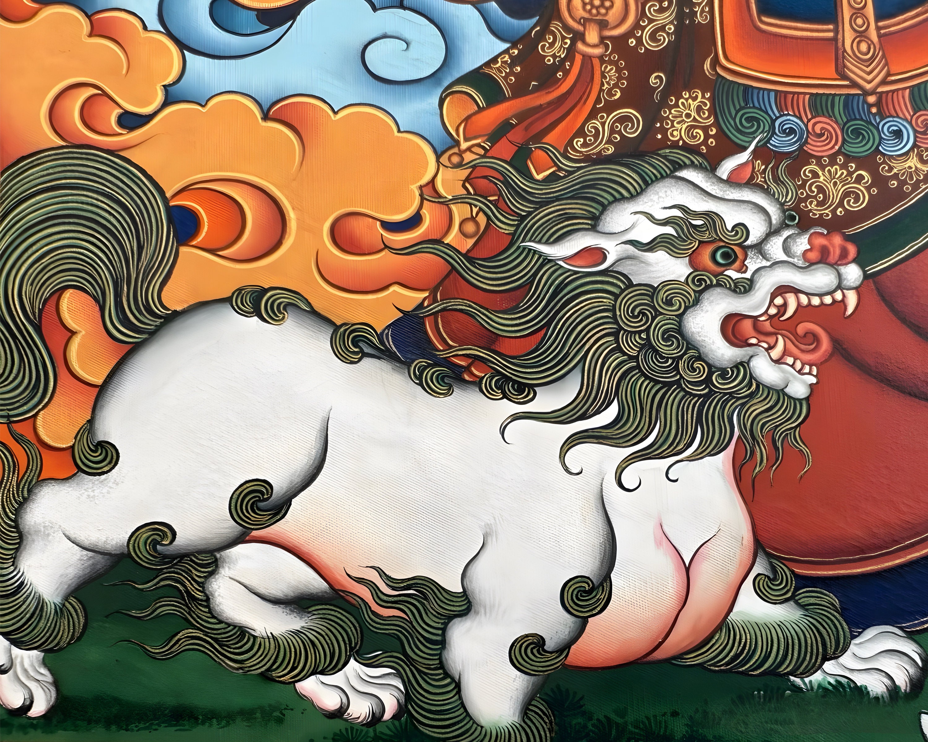 チベットのお守り　トクチャ　スノーライオン　雪獅子　送料込み チベットのお守りトクチャスノーライオン雪獅子送料込み