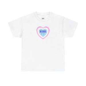 Mama Heart Unisex Heavy Cotton Tee, Mother&#39;s Day Gift, Casual Wear, Family Celebration, Cute Mom Shirt, Heart Design Tee