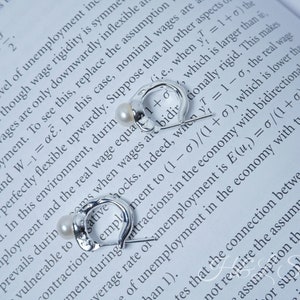 Minimalist Earrings,Pearl Hoop Earrings,925 Silver Earrings,Pearl Charm Hoops,Huggie Earrings,Gift for Mom,Gift for Her,Bridal Earrings