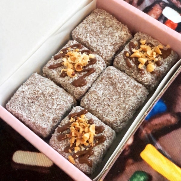 6 Australian Coconut & Hazelnut Choc Lamingtons