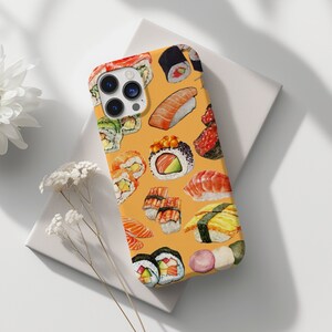 Sushi Phone Case, Sushi Lover Gift Art Phone Case Japanese Food Trendy Aesthetic iPhone 13 14 15 Pro Max Tough Case Pixel 6 7 8 S23 S22