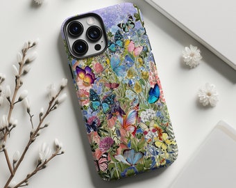 Butterfly Phone Case Collage Cottagecore Bugs Lover Floral Gift Scrapbook Phone Case Spring Aesthetic iPhone  12 13 14 15 Pro Max Tough Case