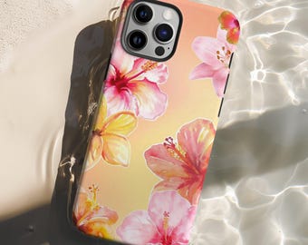 Floral Collage Phone Case Spring Tropical Flower Colorful Case Summer Vibes iPhone 16 15 14 13 12 Pro Max Tough Case Pixel 9 8 7 S25 s24 s23