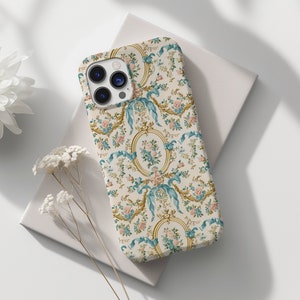 Victorian Bow Coquette Phone Case Floral Romantic Cottagecore Ditsy Floral Girly Aesthetic iPhone 15 14 13  Galaxy S24 S23 S22 Ultra