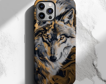 Abstract Wolf Phone Case Animal Fox Lover Gift Case Watercolor Fox iPhone 16 15 14 13 12 Pro Max Tough Case Pixel 9 8 7 S25 s24 s25