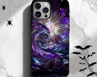 Celestial Phone Case, Mystical Space Moon Stars Case Aesthetic iPhone 13 14 15 16 Pro Max MagSafe Tough Case Pixel 9 8 7 S25 S24 S23 Gift