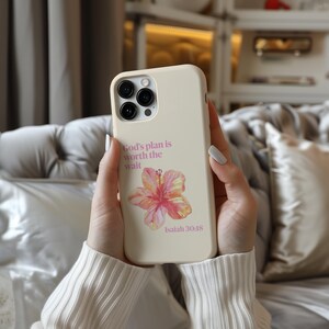 God's Plan Is Worth The Wait Floral Art, Inspirational Scripture Phone Case, iPhone Tough Case, Galaxy S24 Case, Faith Quote Cover image 9