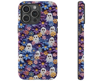 Custom Spooky Ghost Phone Case Halloween Kawaii Aesthetic Magsafe iPhone 11 12 13 Mini 14 15 Pro Max Mini Tough Case Pixel 6 7 Galaxy 22 23