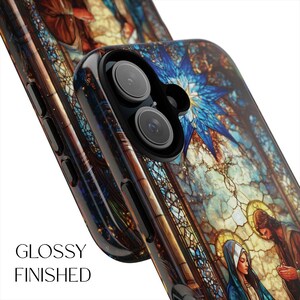 Stained Glass Nativity Scene Christmas Phone Case Mosaic Christian ...