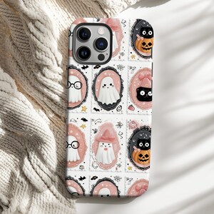 Cute Halloween Phone Case Girly Spooky Ghost Pastel Aesthetic iPhone 13 14 15 16 Pro Max MagSafe Tough Case Pixel 9 8 7 S25 S24 S23 Gift