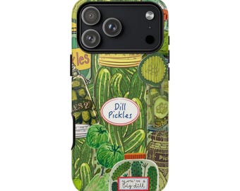 Śliczne etui na telefon z kolażem ogórków kiszonych dla miłośników ogórków, modne zielone jedzenie, estetyczne, iPhone 15 14 13 12 11 Pro Max, Pixel 6 7 8, Galaxy S23 S22