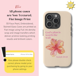 God's Plan Is Worth The Wait Floral Art, Inspirational Scripture Phone Case, iPhone Tough Case, Galaxy S24 Case, Faith Quote Cover image 5