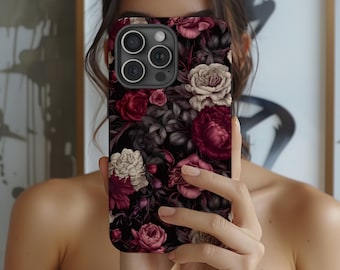 Custom Dark Moody Floral Gothic Tough Phone Case Moody Aesthetic iPhone 17 16 15 14 13 12 Pro Max Tough Case Pixel 9 Galaxy 25