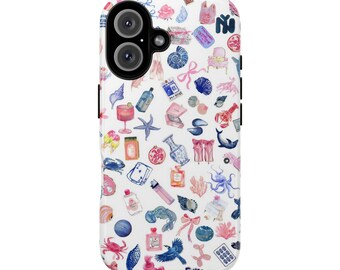 Personalized Coastal Coquette Phone Case Trendy Collage Custom Aesthetic iPhone 16 15 14 13 12 Pro Max Tough Case  Pixel 7 8 S23 s24