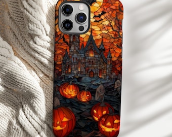 Haunted Mansion Halloween Phone Case, Spooky Gothic Phone Cover iPhone 13 14 15 16 Pro Max MagSafe Tough Case Pixel 9 8 7 S25 S24 S23 Gift