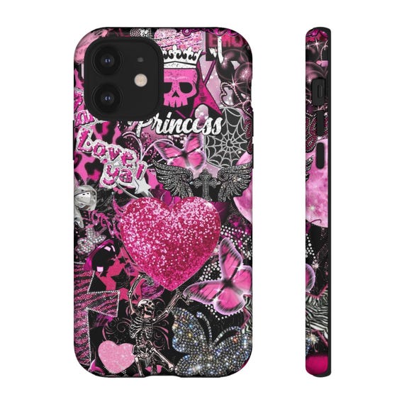 Punk Rock Phone Case Y2K Collage Phone Case Pink Black Vintage