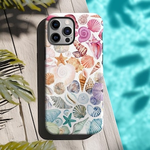 Summer Moodboard Seashells Collage Beach Starfish Coconut Girl Phone Case iPhone 16 15 14 13 12 Pro Max Tough Case Pixel 9 8 7 S25 S24 S23
