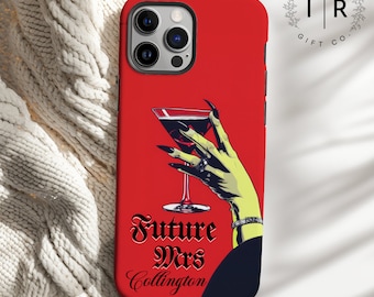 Funda para teléfono Vintage Spooky Future Mrs, Funda personalizada para iPhone de novia de Halloween, Funda para teléfono de compromiso Dark Academia, Funda nupcial espeluznante, Funda para futura novia