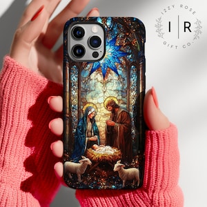 Stained Glass Nativity Scene Christmas Phone Case Mosaic Christian ...