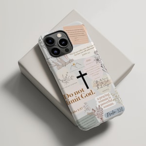 Bible Verse Phone Case, Christian Quote Collage Phone Case Religious Faith Motivational iPhone Tough Case, S24 Case, Inspirational Scripture