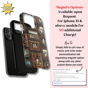 Custodia per telefono con cornice artistica vintage con motivo fantasma, elegante e retrò, con estetica spettrale, per iPhone 16, 15, 14, 13 e 12 Pro Max, resistente, per Pixel 9, 8, 7, S25, S24 e S23. immagine 6