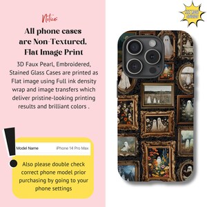Custodia per telefono con cornice artistica vintage con motivo fantasma, elegante e retrò, con estetica spettrale, per iPhone 16, 15, 14, 13 e 12 Pro Max, resistente, per Pixel 9, 8, 7, S25, S24 e S23. immagine 5