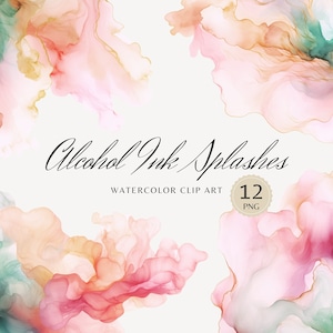 Aquarell Alkohol Tinte spritzt Clipart, weiche Farbspritzer Clip Art Pastell Pinselstriche, beige abstrakte PNG digitaler Download kommerzielle Nutzung