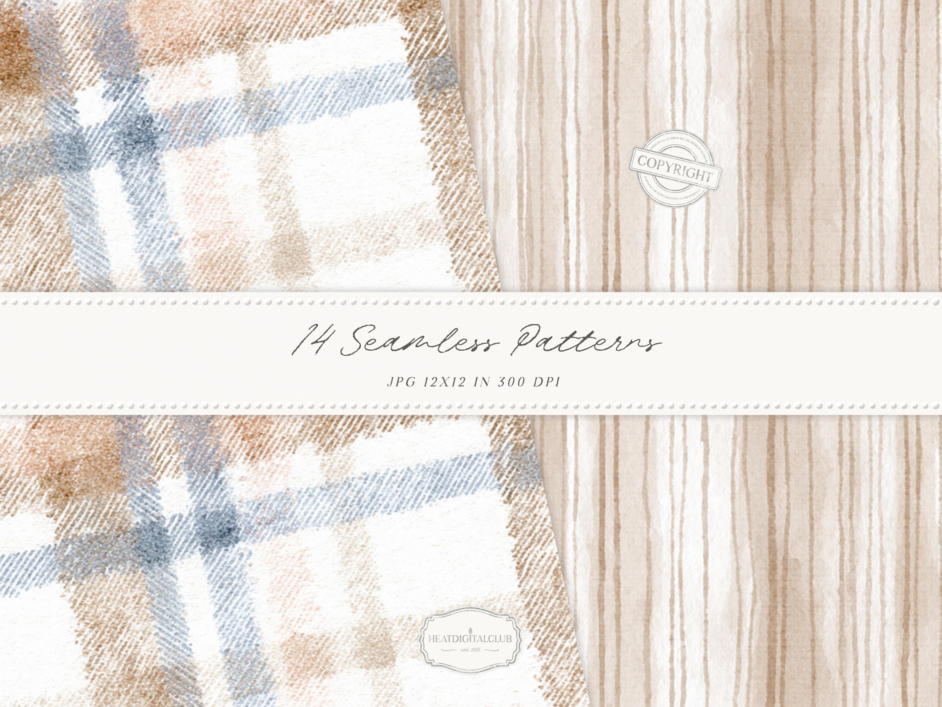 Waterfall Patern Watercolor Fall Seamless Patterns, Neutral Autumn Patterns, Cozy ...