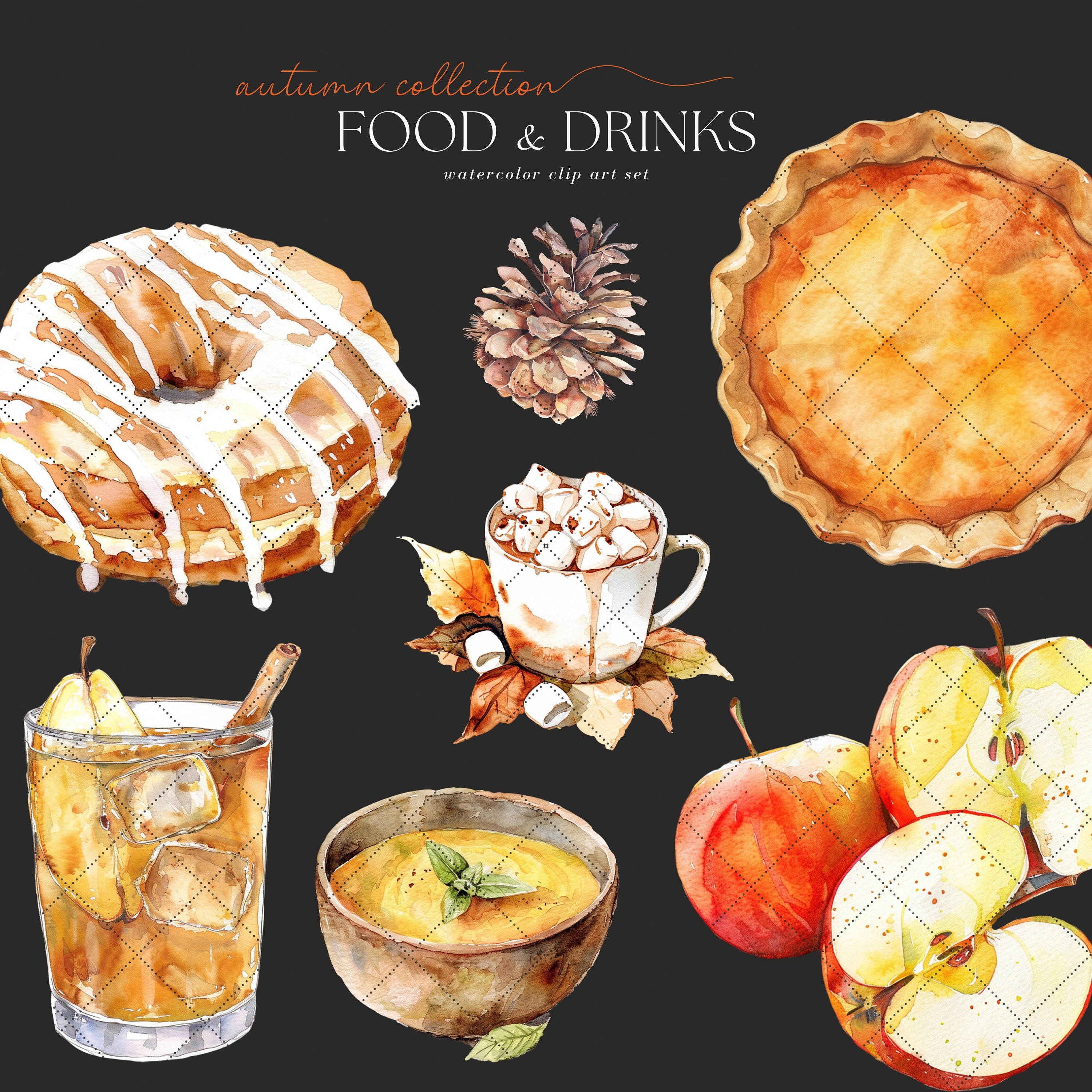 Imágenes prediseñadas de comida y bebida de otoño en acuarela, imágenes  prediseñadas de postres de otoño, comida y decoración de otoño, otoño en  acuarela, otoño acogedor PNG, descarga digital - Etsy México, image size:3000x3000
