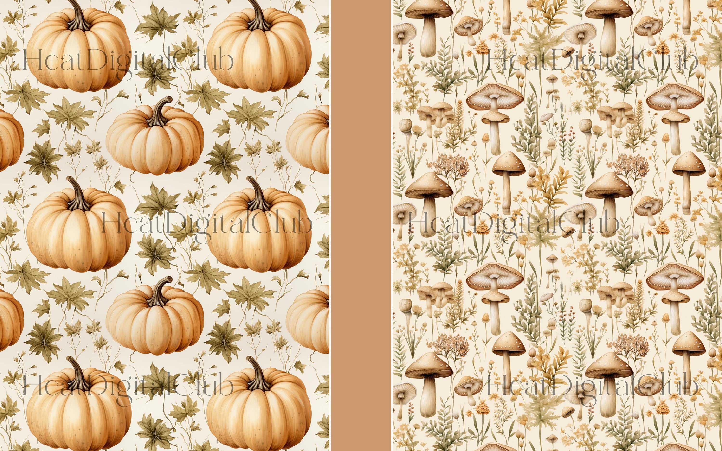 10 Seamless Watercolor Cozy Fall Patterns, Autumn Leaves, Floral ...