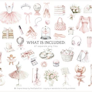 Watercolor Ballet Clipart, Ballerina PNG, Pink Swan Lake Art (Digital Download) image 4