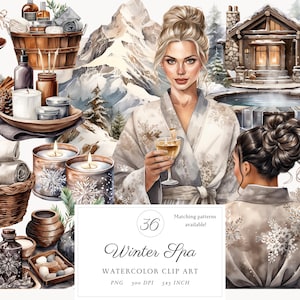 Aquarel gezellige winter spa clipartbundel, romantische winter cottagecore clip art png, zelfzorg, ontspanning, retraite me time commercieel gebruik