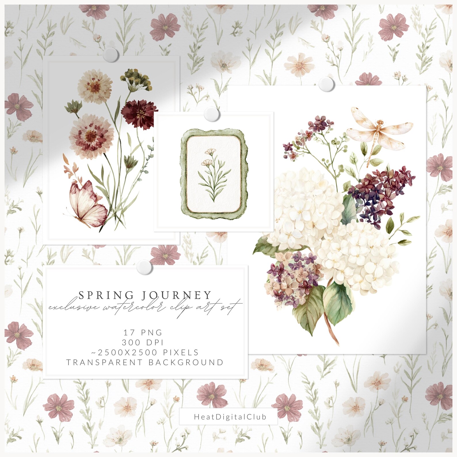 Spring Journey Watercolor Spring Journey Floral Arrangements Clipart, Spring Botanical ...