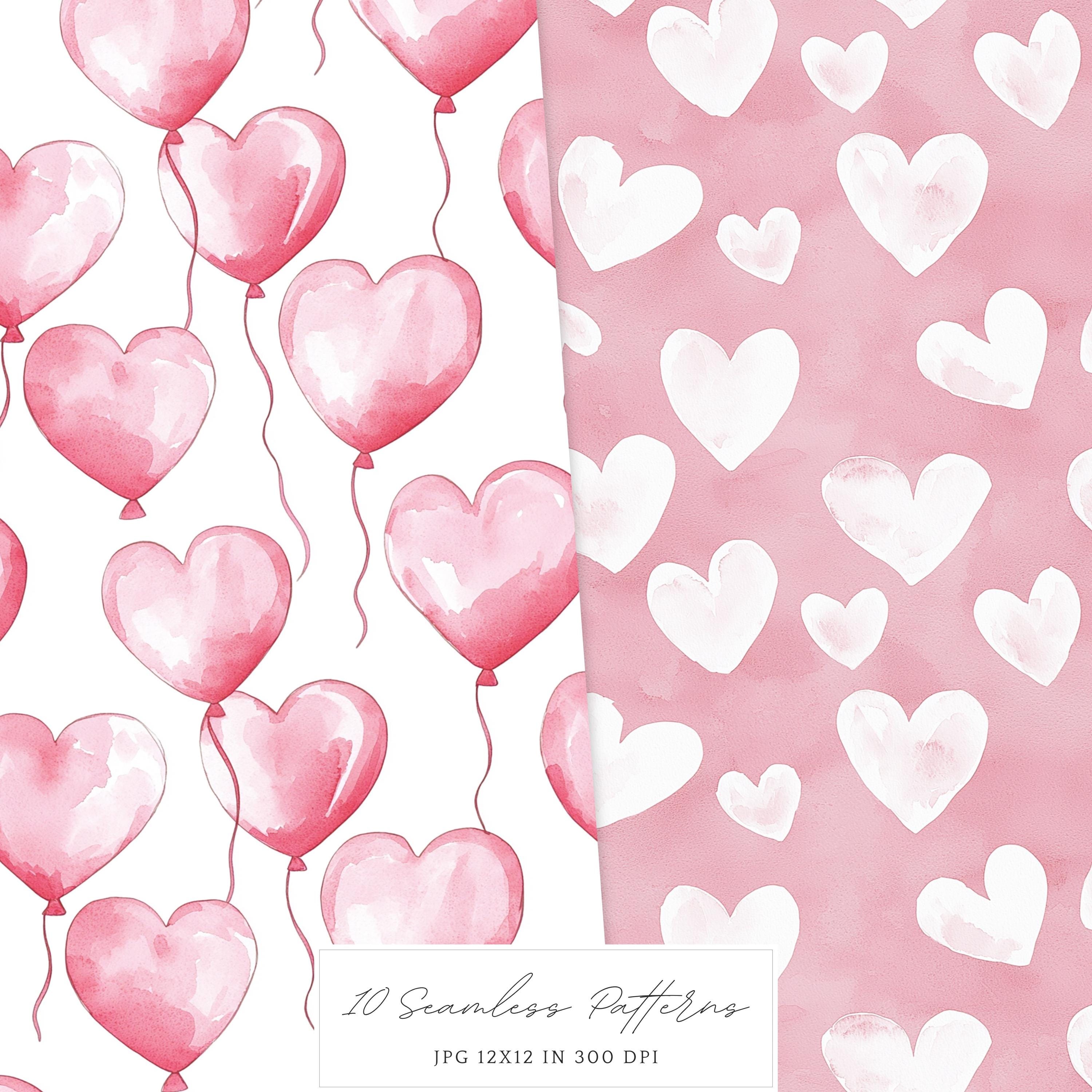 Watercolor Valentines Day Seamless Patterns, Valentines JPG, Love ...
