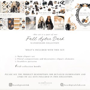 Watercolor Fall Clipart Bundle, Dark Coquette Autumn PNG, Moody Floral Arrangements (Digital Download) image 2