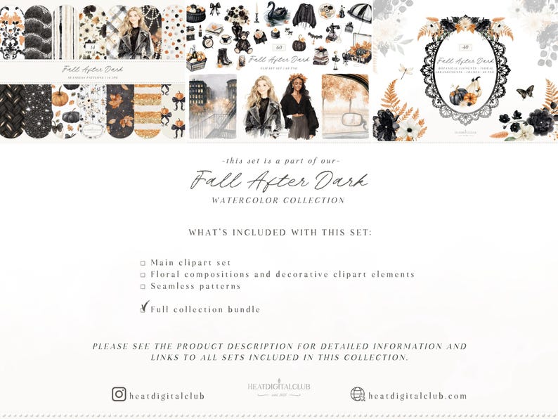Watercolor Fall Clipart Bundle, Dark Coquette Autumn PNG, Moody Floral Arrangements (Digital Download) image 2