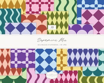Colorful Bold Geometric Seamless Patterns, Dopamine Mix  Paper Collection (Digital Download)