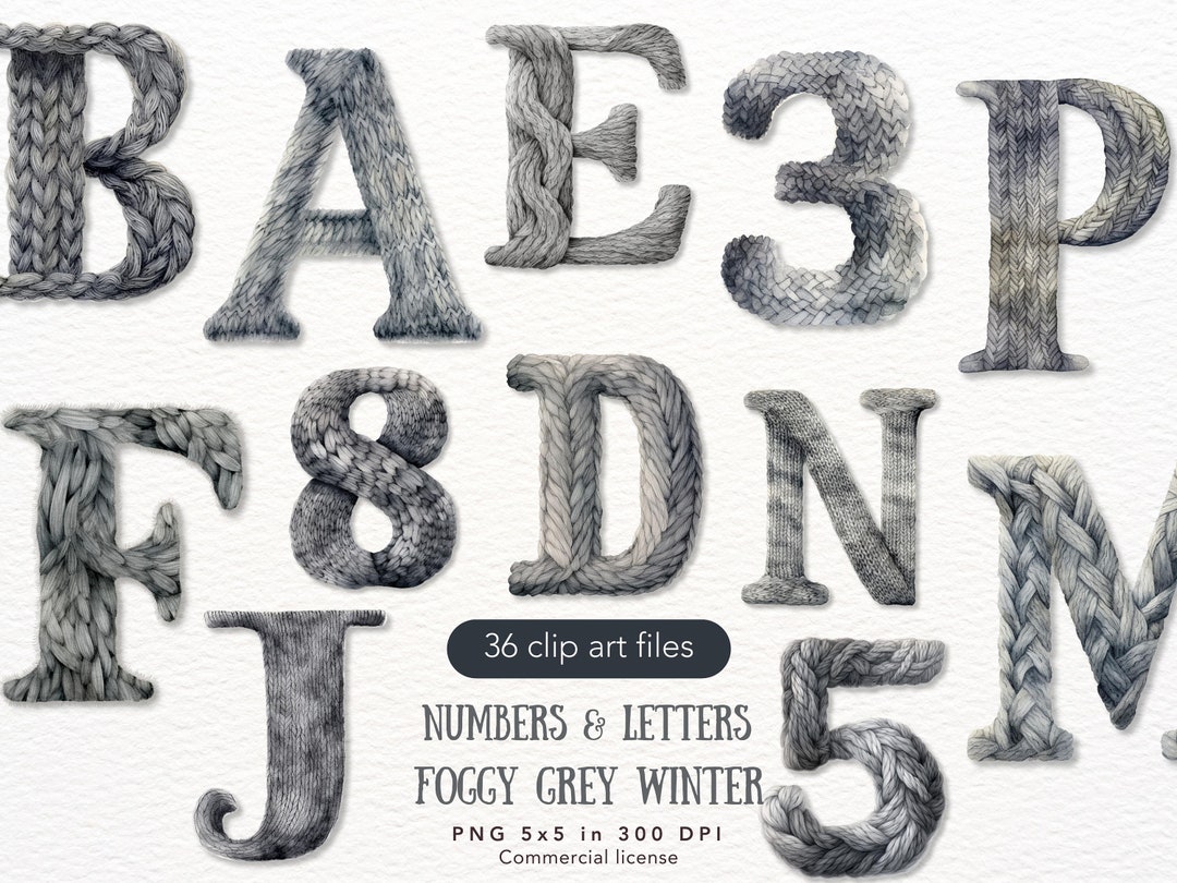 Watercolor Winter Numbers Alphabet Clipart Bundle, English Letters Clip ...