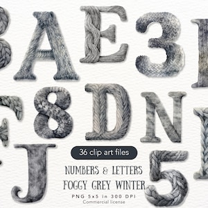 Aquarell Winter Zahlen Alphabet Clipart Bundle, Englisch Buchstaben Clip Art PNG, Fantasy Grafiken Märchen Digitaler Download Kommerzielle Nutzung