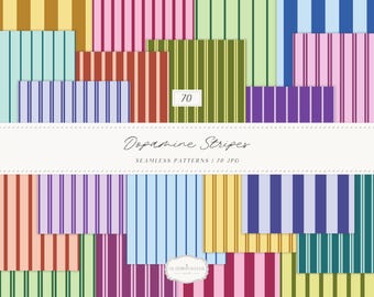 Colorful Striped Seamless Patterns, Dopamine Stripes Paper Collection (Digital Download)