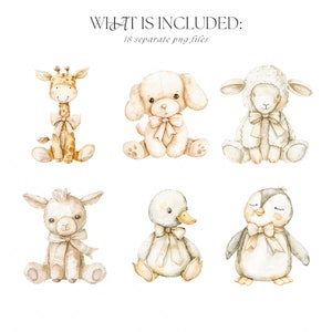 Watercolor Plush Animal Clipart, Beige Nursery Decor (digital Download ...